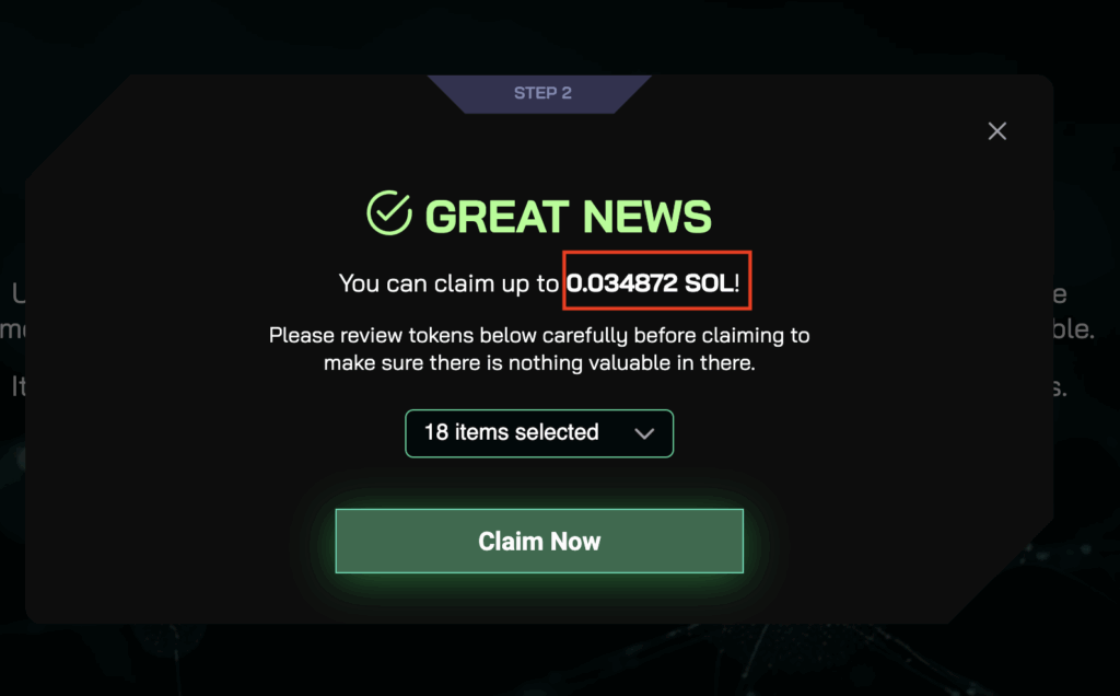 unclaimed sol reward
