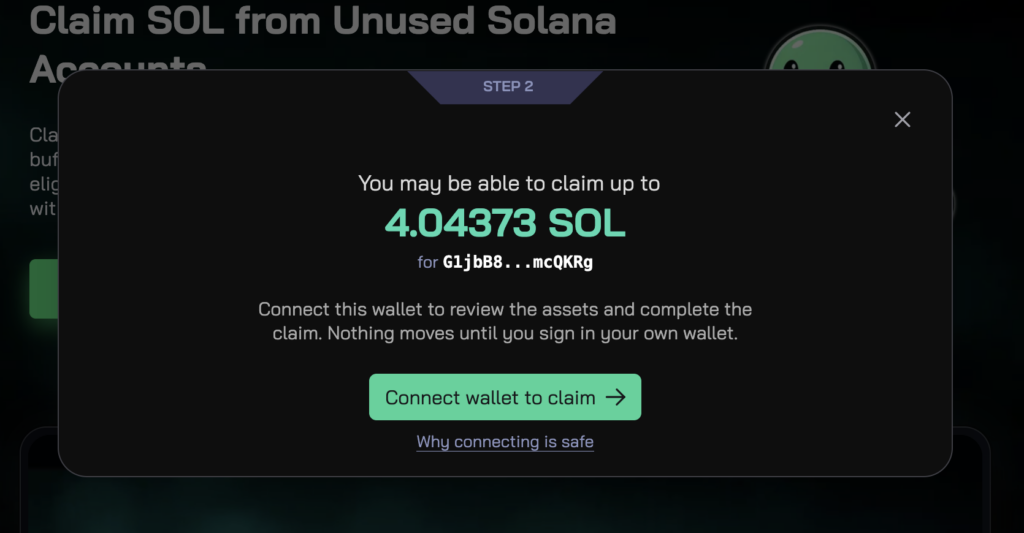scan Solana wallet for reclaimable SOL