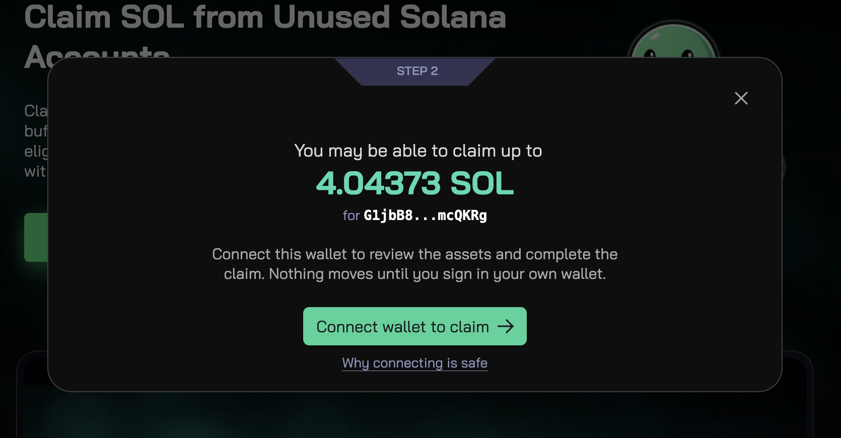 scan Solana wallet for reclaimable SOL